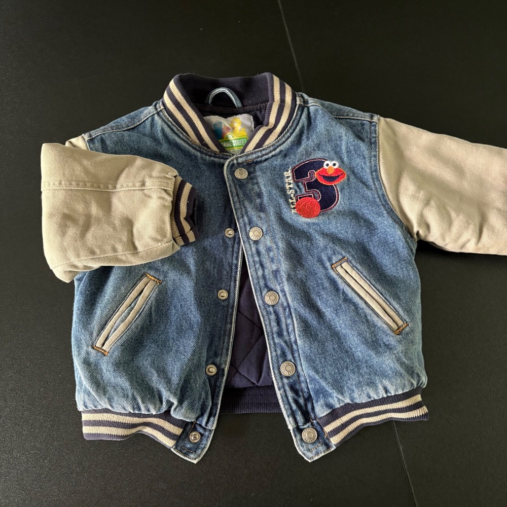 vintage Sesame Street Elmo denim varsity jacket size 3 kids unisex 100%cotton